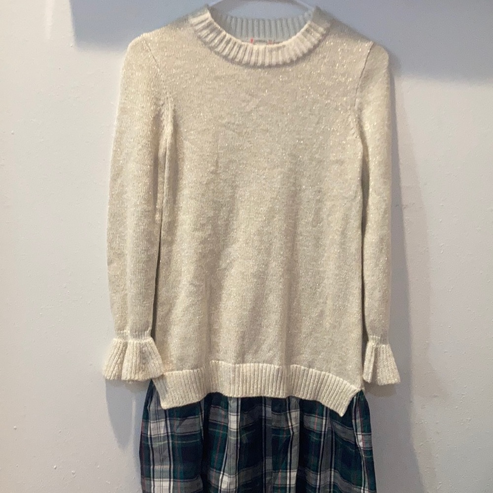 Sweater dress gold with plaid bottom